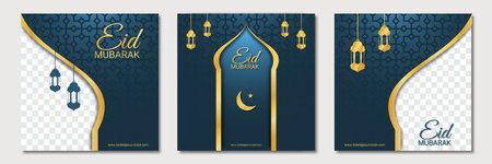 Set of ramadan square banner template design with a place for photos.のイラスト素材