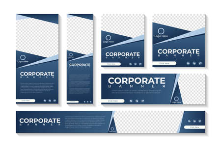 Set of modern web banners of standard size with a place for photos. Set banners template. EPS 10. Vector illustrationのイラスト素材