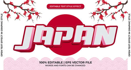 Japan editable text effect with asian type style and bold font concept use for brand label. Text effect templateのイラスト素材