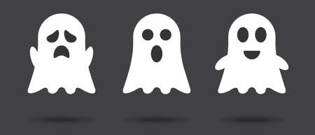Three cute ghosts. Ghosts doodle. Vector illustrationのイラスト素材