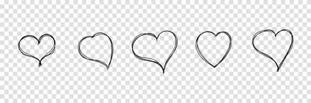 Hand drawn hearts. Hand drawn love symbol collection. Vector illustrationのイラスト素材