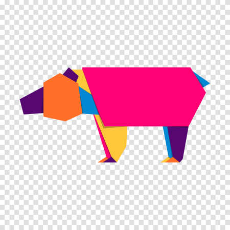 Bear origami. Abstract colorful vibrant bear design. Animal origami. Vector illustrationのイラスト素材