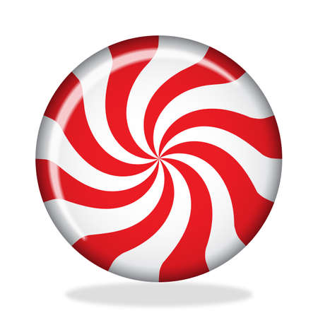 Striped sugar candy. Striped peppermint candy isolated on white background. Vector illustration for new years day, sweet-stuff, winter holiday, dessert, new years eventのイラスト素材