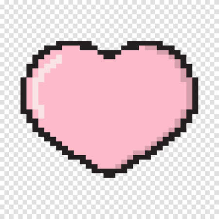 heart pixel love romantic passion icon. Heart vector pixel icon isolated element. Love symbol...