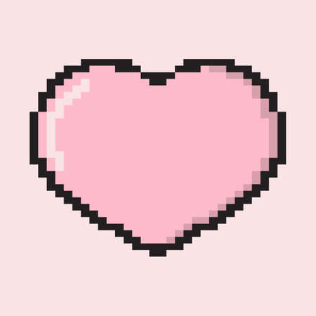 heart pixel love romantic passion icon. Heart vector pixel icon isolated element. Love symbol isolated sign. Vector illustrationのイラスト素材