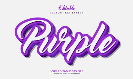 3d purple editable text effect. Vector editable text effectのイラスト素材