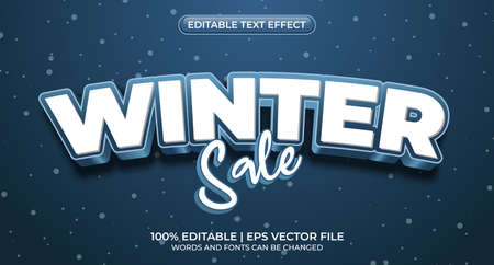 Editable Text Effect Winter Sale. Winter sale 3D text effect, editable text style and suitable for celebrate winter seasonのイラスト素材