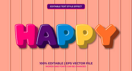 Happy 3d text style effect themed happy kid. Editable text effectのイラスト素材