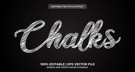 Editable text style effect. Chalk theme style. Chalk premium editable text effectのイラスト素材
