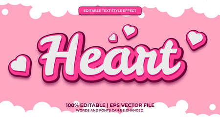 Editable text style effect - Heart text style theme. 3D heart editable text effectのイラスト素材