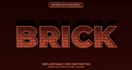 Red Brick - Editable Text Effect. Brick theme style.のイラスト素材