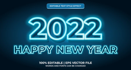 2022 Happy New Year Gradient Neon Editable Text Effect