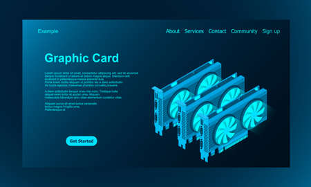 3d isometric video graphic card. Video Graphics Card for cryptocurrency mining or gaming. Personal...