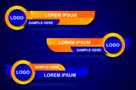 Modern stylish lower third banner template design. Graphic set of Broadcast News Lower Thirds Banner for Television. Vector video headline titleのイラスト素材
