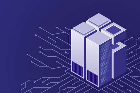 Isometric servers vector design. Isometric Data center. Data center landing page. Vector...
