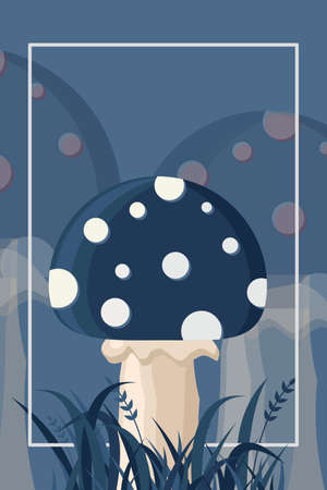 Magic mushrooms isolated. Mushroom with grass. Vector illustrationのイラスト素材