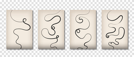 Minimal Line Fluid shapes abstract contemporary. Vector illustrationのイラスト素材