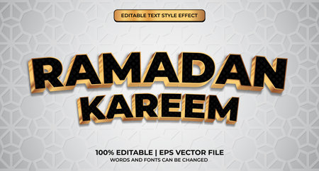Ramadan kareem editable text effect. Ramadan Kareem text effect. Shiny gold alphabet styleのイラスト素材