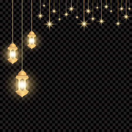 Decorative template design for ramadan with stars and lantern. Ramadan kareem with lantern. Vector illustrationのイラスト素材