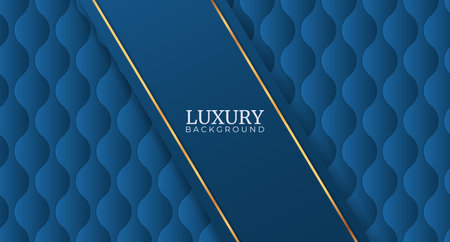 Luxury golden line background blue shades in 3d abstract style. Modern template deluxe design. Upholstery quilted background. Blue leather texture sofa backdrop. Vector illustrationのイラスト素材