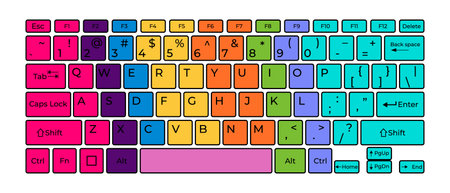 Computer keyboard button layout template with letters for graphic use. Vector illustrationのイラスト素材