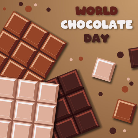 Detailed world chocolate day. Chocolate bar. Vector illustrationの写真素材