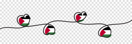 Flag of Palestine in heart shape. Palestine national symbol. Vector illustrationのイラスト素材