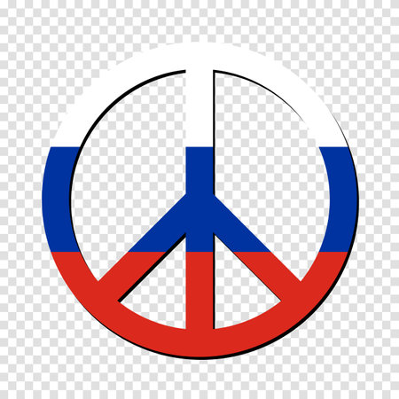 Russia flag in peace symbol. No war. Peaceful concept. Vector illustrationのイラスト素材