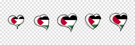 Flag of Palestine in heart shape. Palestine national symbol. Vector illustrationのイラスト素材