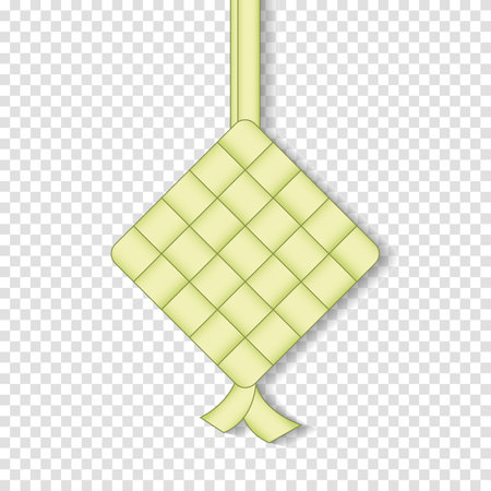 Realistic 3D ketupat. 3d ketupat rice dumpling Eid Mubarak. Ketupat icon illustration. Vector illustrationのイラスト素材