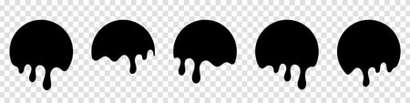Paint dripping. Dripping liquid. Paint flows. Melting ice cream. Ink balls. Paint splashes. Flowing liquid. Chocolate drops. Vector illustrationのイラスト素材