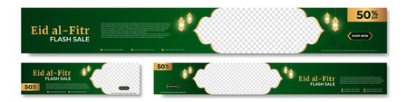 Set of Eid al fitr sale banner template. Suitable for social media post and web internet ads. Vector illustrationのイラスト素材