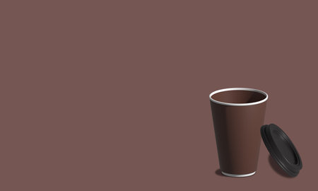 Coffee cup mock-up. Render realistic 3d illustration. Package mockup design for branding. Coffee away. coffee to goの写真素材