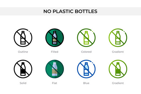 No plastic bottles icon in different style. No plastic bottles vector icons designed in outline, solid, colored, filled, gradient, and flat style. Symbol, logo illustration. Vector illustrationのイラスト素材