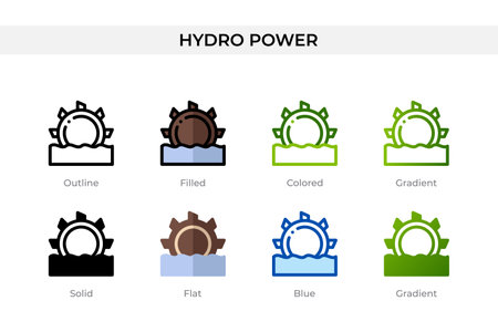 Hydro power icon in different style. Hydro power vector icons designed in outline, solid, colored, filled, gradient, and flat style. Symbol, logo illustration. Vector illustrationのイラスト素材