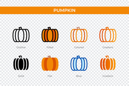 pumpkin icon in different style. pumpkin vector icons designed in outline, solid, colored, filled, gradient, and flat style. Symbol, logo illustration. Vector illustrationのイラスト素材