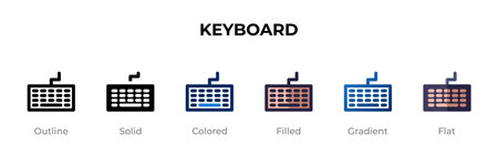 Keyboard icon in different style. Keyboard vector icons designed in outline, solid, colored, filled, gradient, and flat style. Symbol, logo illustration. Vector illustrationのイラスト素材