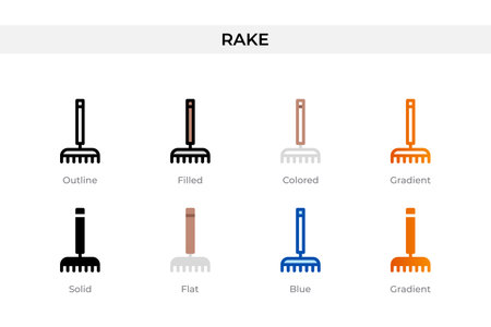 rake icon in different style. rake vector icons designed in outline, solid, colored, filled, gradient, and flat style. Symbol, logo illustration. Vector illustrationのイラスト素材
