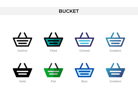 Bucket icon in different style. Bucket vector icons designed in outline, solid, colored, filled, gradient, and flat style. Symbol, logo illustration. Vector illustrationのイラスト素材