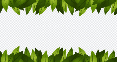 Tropical leaves frame. Corners with green leaves. Frame with green leaves. Green leaves nature frame layout. Fresh green leaves. Vector illustrationのイラスト素材