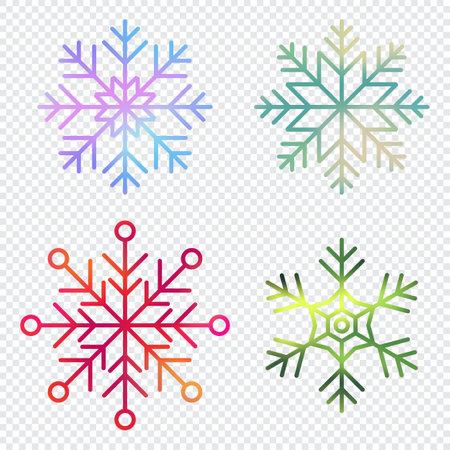 Set of vector watercolor snowflakes. Collection of artistic snowflakes with watercolor texture. Set of snowflakes. Vector illustrationのイラスト素材