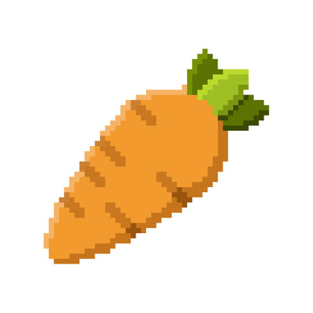 Pixel art icon. Pixel art carrot icon. Cute pixel carrot. Vegetables vector. 8 bit pixel carrot. Old school computer graphic style. Vector illustrationのイラスト素材
