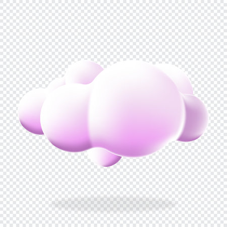 3d cloud isolated background. Render soft round cartoon fluffy cloud icon. 3d geometric shape. 3d plastic cloud. Realistic fluffy cloud. Vector illustrationのイラスト素材