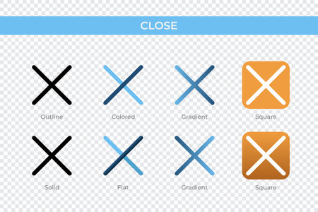 close icon in different style. close vector icons designed in outline, solid, colored, gradient, and flat style. Symbol, logo illustration. Vector illustrationのイラスト素材
