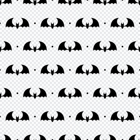 Vector seamless pattern with black bats. Bats silhouette seamless pattern. Scary endless background with flittermouse. Vector illustrationのイラスト素材