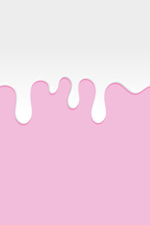 Bright food card. Milk flyers. Sweet realistic milk. Pink background with milk drips. Dripping milk. White milk. Food delicious card. Vector illustrationのイラスト素材