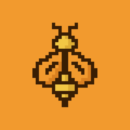 Pixel bee. Cute pixel bee. 8 bit pixel bee image. Old school computer graphic style. Vector Illustrationのイラスト素材
