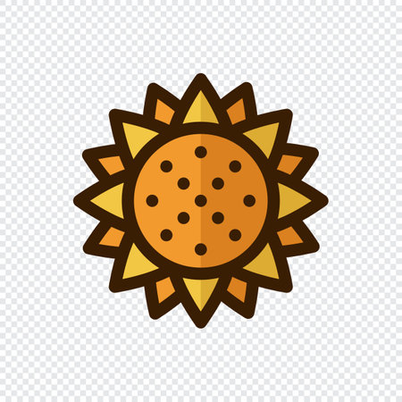 Sunflower vector icon. Creative geometric sunflower logo design. Linear sunflower icon. Vector illustrationのイラスト素材