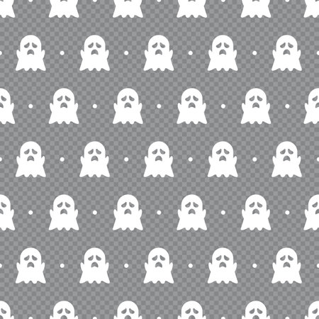 Ghost seamless pattern. Cute style background. Ghost cartoon character. Vector illustrationのイラスト素材