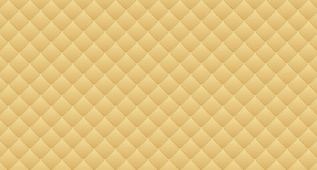Simple upholstery quilted background. Gold leather texture sofa backdrop. Vector illustrationのイラスト素材